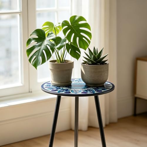 Outdoor Side Table Set of 2 Patio Side Tables for Outside Black End Tables Sm...