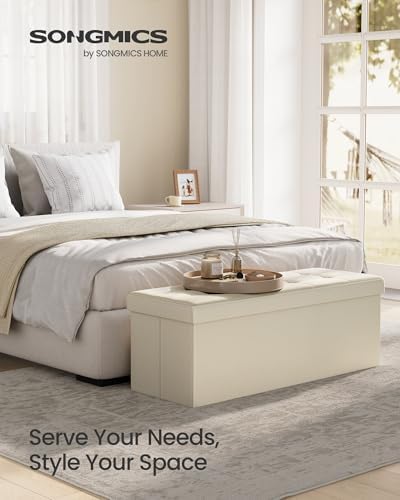 SONGMICS 43.3 Inches Folding Storage Ottoman Bench, Load 660 lb | Ottoman Foo...
