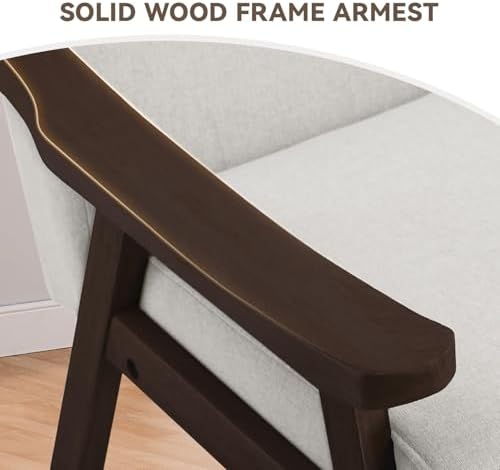 COMHOMA Accent Chair, Mid Century Modern Chair with Solid Wood Armrest, Comfy...