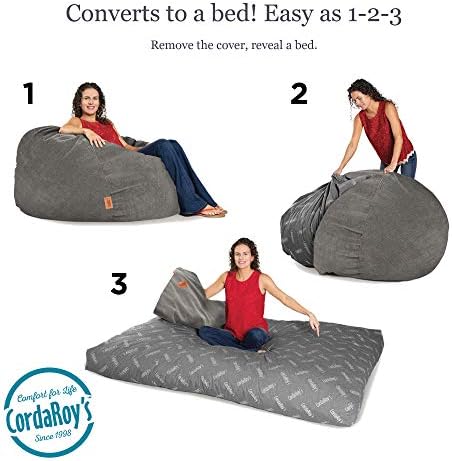 CordaRoy's Corduroy Bean Bag Chair, Convertible Chair Folds from Bean Bag...