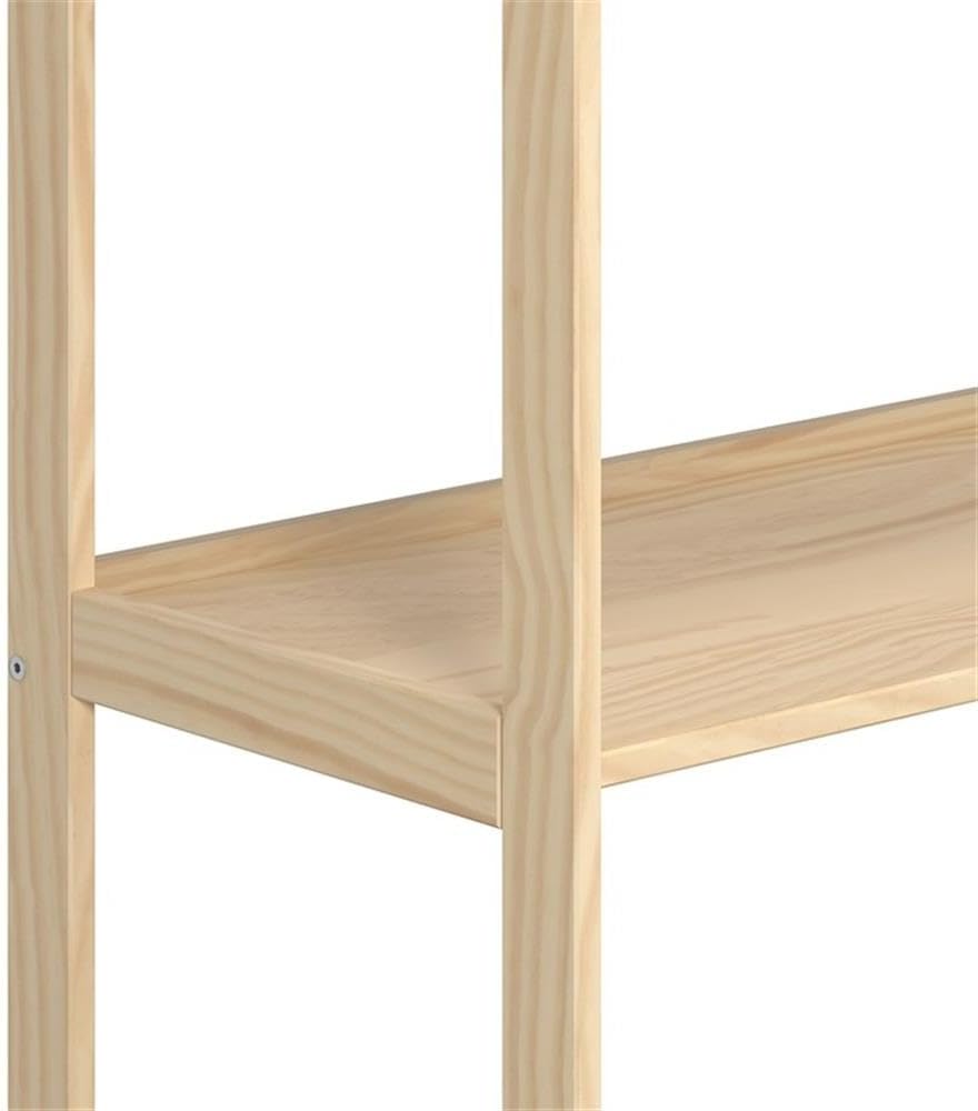 Pemberly Row Modern Solid Wood 4-Shelves Folding Bookcase/Pantry in Unfinished