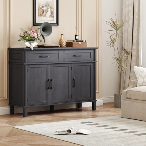 ONBRILL 48 Inch Buffet Cabinet with Storage, Black