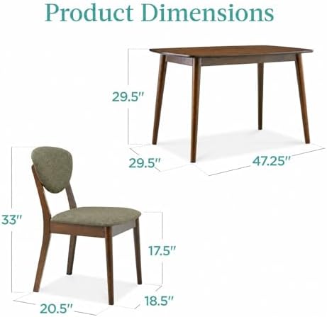 Best Choice Products 5-Piece Dining Set, Compact Mid-Century Modern Table &am...