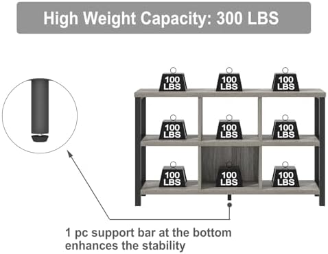 FOLUBAN 6 Cube Storage Organizer with Shelf, Industrial Horizontal Low Cubby ...