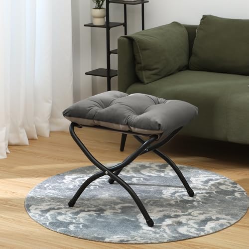 15"(H) Folding Ottoman, Foldable Footrest Stool, Portable Small Foot Sto...