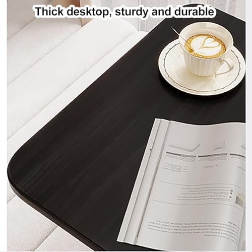 Black Floor Table with Storage - Heavy Duty Sofa Side Table, Low Accent End T...