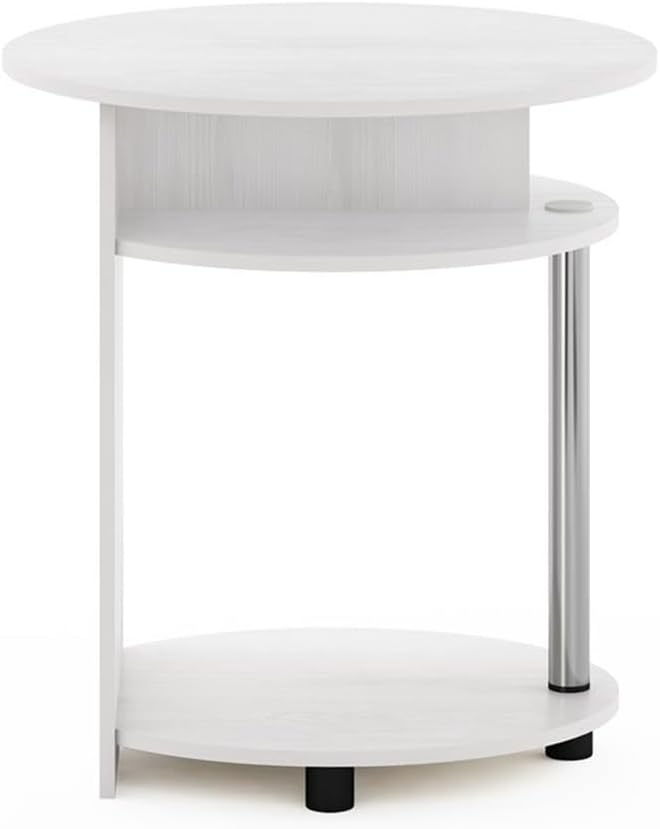 Pemberly Row Oval End Table, White Oak Finish, Composite Wood and Stainless S...