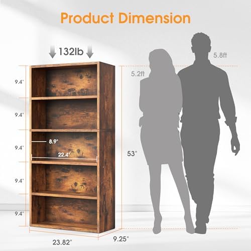 Sweetcrispy 5 Shelf Bookcase Open Display Bookshelf Storage Organizer