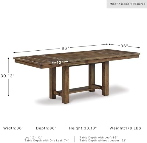 Signature Design by Ashley Extendable Dining Table, Grayish Brown, Seats 8