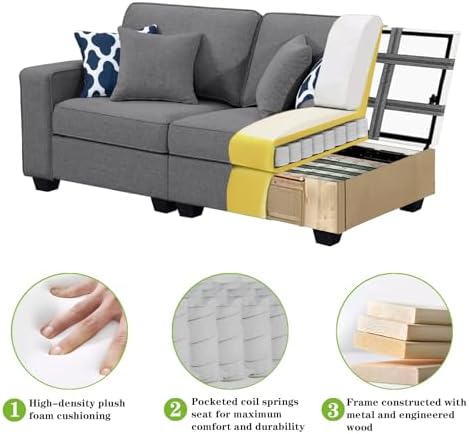 Legend Vansen Oversized Modular Sectional Sofa,U/L‑Shaped Reversible Couch wi...