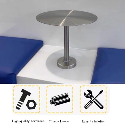 Space-Saving Wall-Mounted Round Table - Modern Stainless Steel Small Tray End...