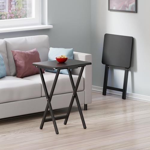 Winsome Alex Set of 2 Foldable Snack Tables, Black