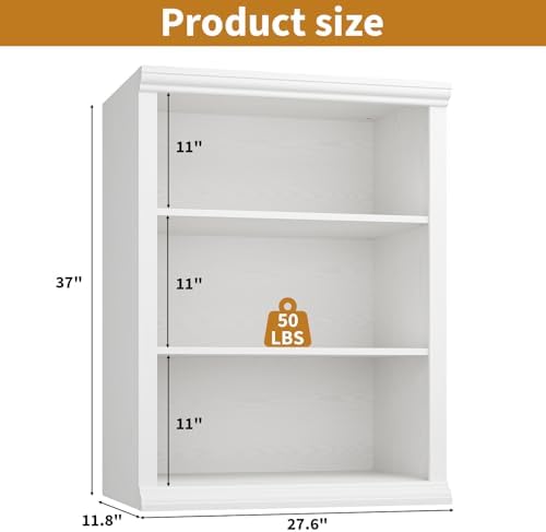 Rresyet 3 Tier Bookcase 27.6" W Bookshelf, White