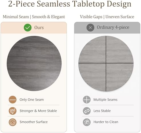 leovanni Round Dining Table Set for 4, Kitchen Table with 4 Upholstered Chair...