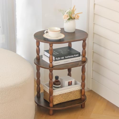 MaxSmeo Side Table, 3-Tier Small End Table, Modern Oval Night Stand Accent Ta...