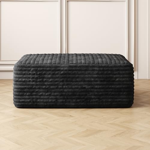 37.4" Plush Corduroy Ottoman, Upholstered Cloud Ottoman for Couch in a B...