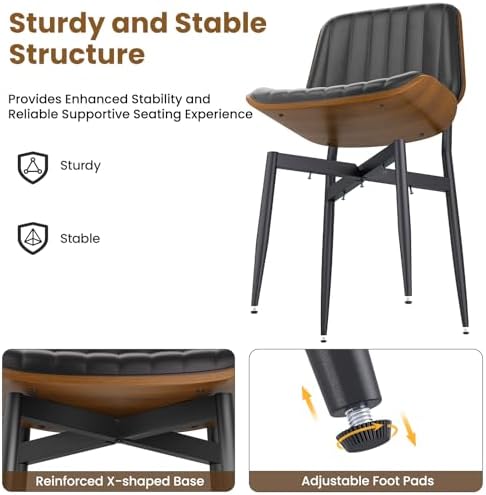 YaFiti Dining Chairs Set of 2, Mid Century Modern PU Leather Kitchen Chairs |...