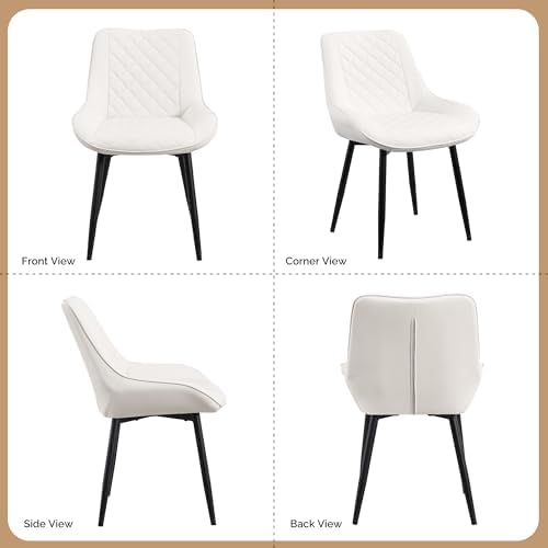 Dining Chair Set of 6, Modern Dining Chairs with Thick Cushions, Faux Leather...
