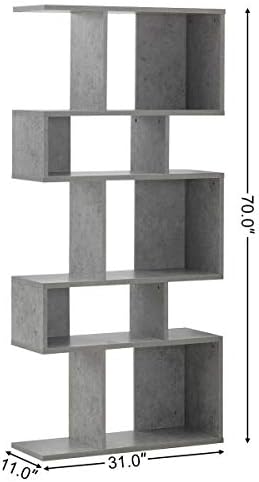 GIANTEX 5-Tier Geometric Bookshelf, 70" Tall Wood Freestanding Decorativ...