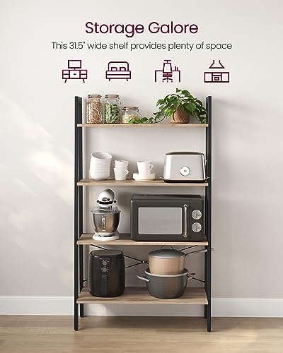 VASAGLE Ladder Shelf, Bookcase Book Shelf, Storage Shelves, 4-Tier, 31.5In