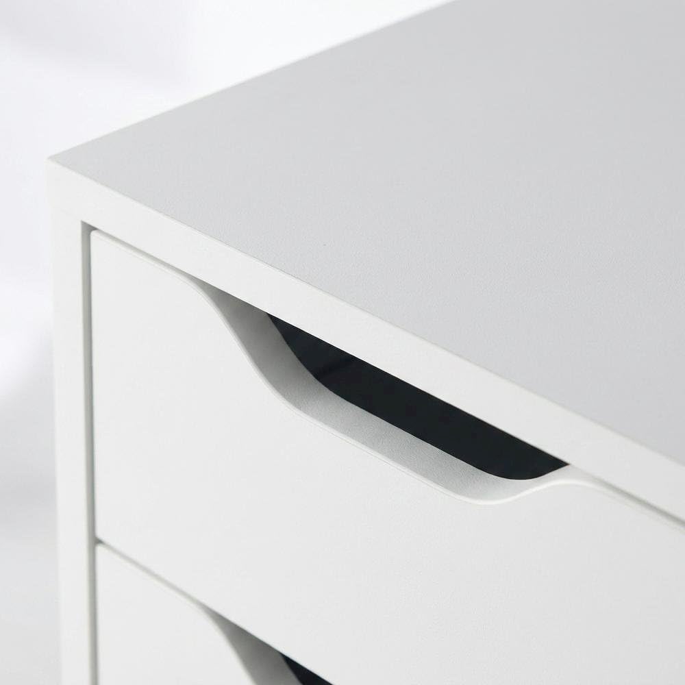 Furnifact White Tall Mobile Storage Cabinet, Multi-Storage Rolling Pantry, Co...