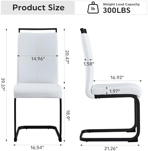 Baysitone Modern Dining Chairs Set of 4, Side Dining Room Chairs with Black F...