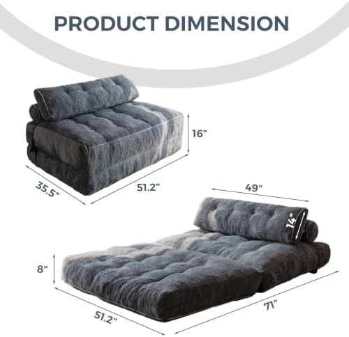 MAXYOYO Folding Sofa Bed, Convertible Chair Bed with Pillow | Foldable Couch ...