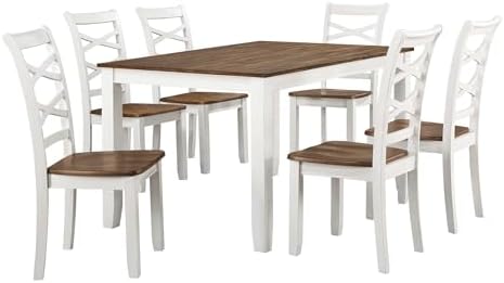 Lexicon 7-Piece Dining Set, Wooden Dining Table and 6 Chairs, Cherry/White