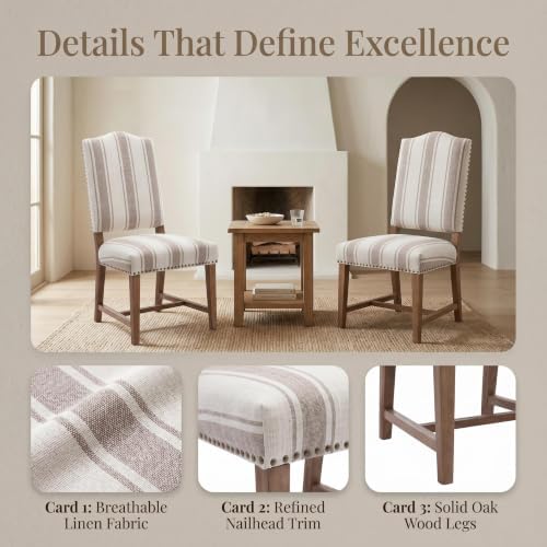 Shunzhi Farmhouse Upholstered Dining Chairs Set of 2 Parson Chairs Mid Centur...