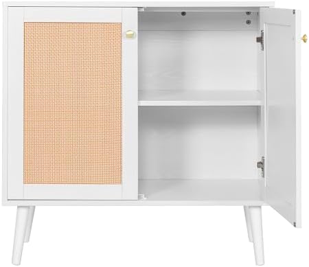 NUU GARDEN Buffet Cabinet with Rattan Decor Doors - Storage Sideboard for Kit...