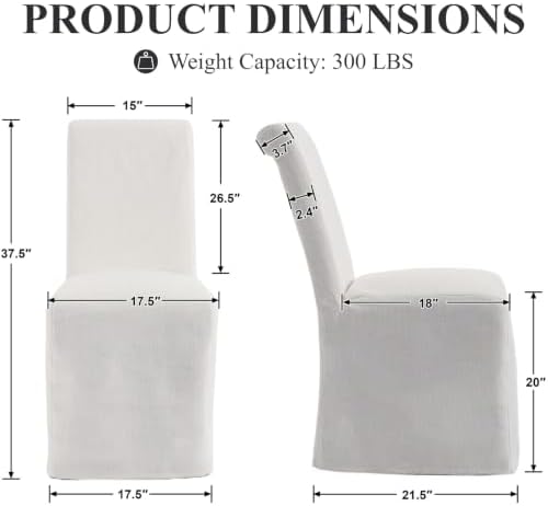 chairus Slipcovered Upholstered Parsons Dining Chairs Set of 4, Cream White