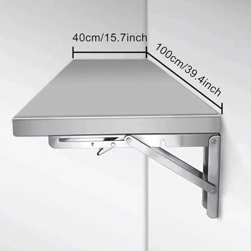 Wall Mounted Folding Table, Stainless Steel, 39.4 x 15.7 Inch