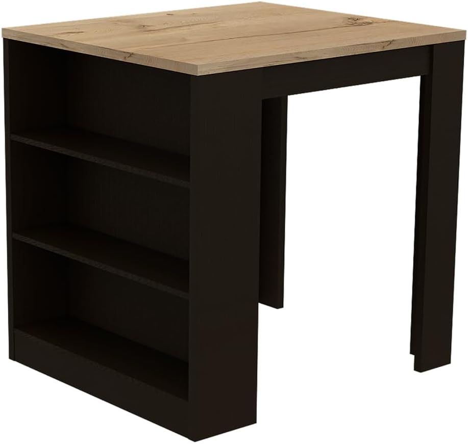 3-Drawer Kitchen Island Wenge and Pine with Particle Board | Modern kitchen i...