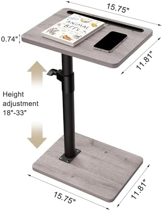 YUHFERA Sofa Armrest Tray Table for Couch - 360° Swivel Height Adjustable End...