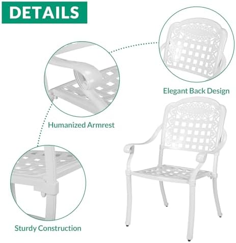 VIVIJASON 5-Piece Patio Furniture Dining Set, All-Weather Cast Aluminum Outdo...