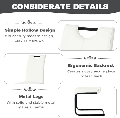 51" 5-Piece Glass Dining Table Set for 4, White&Black