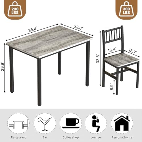 3 Piece Dining Table Set for 2, Small Wooden Kitchen Table Set with Chairs, S...