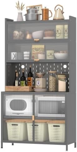 Anveffeg 73" Tall Kitchen Pantry Cabinet, 6 Tiers Flip Door with Pegboar...
