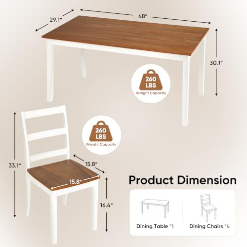 5-Piece Dining Table Set, Kitchen Table Chairs Set of 4, Space-Saving