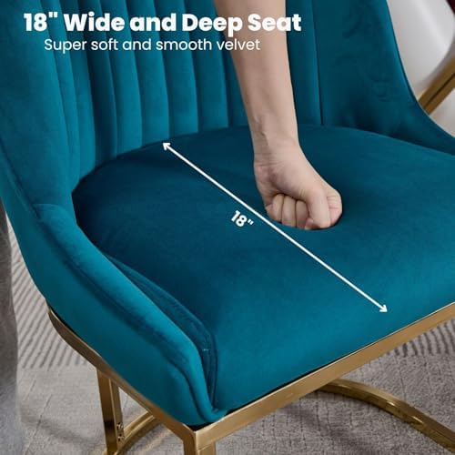 Velvet Dining Chairs Set of 4, Modern Dinning Room Chairs with Golden Metal F...