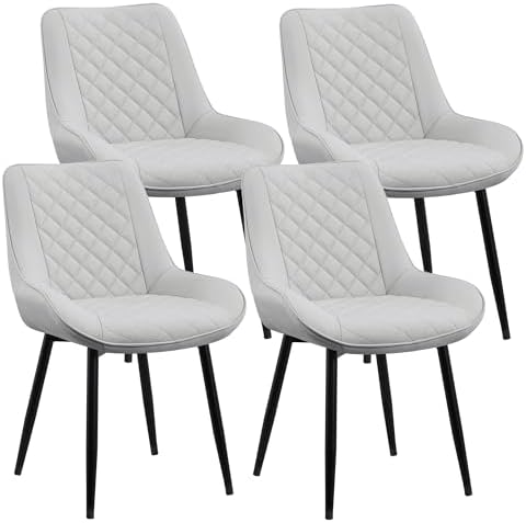 Dining Chair Set of 4, Modern Dining Chairs with Thick Cushions, Faux Leather...
