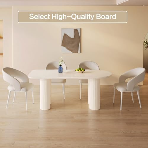 63" Dining Table Set for 4, Modern White Dining Table