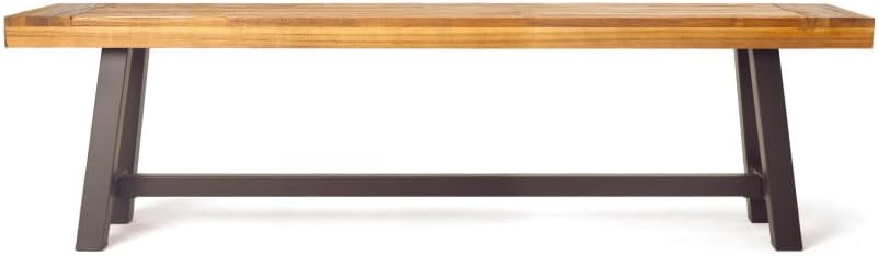 Saiveina Outdoor Carlisle Benches, Sandblasted Brown + Rustic Metal (Set of 2)