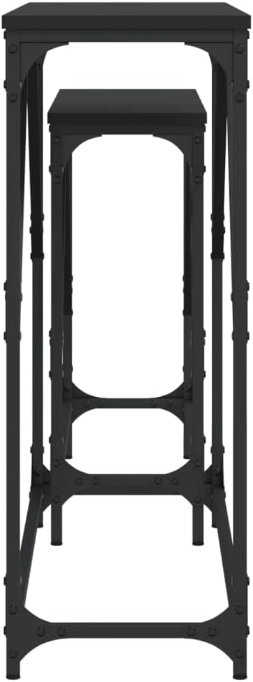 Nesting Console Tables 2 pcs Black Engineered Wood | Space-Saving Nesting Des...