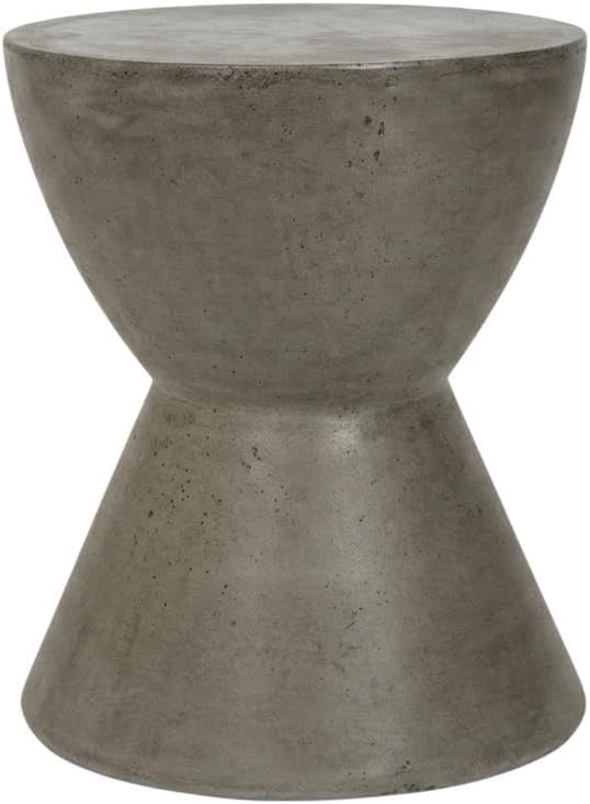 Starlight Canyon Home White Modern Concrete Round Accent Table, Indoor/Outdoo...