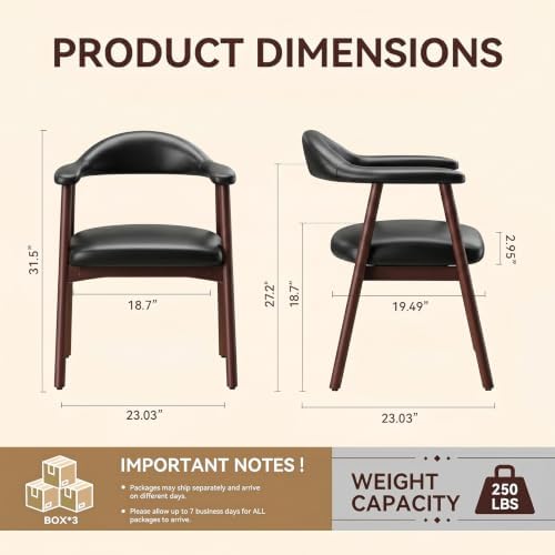 MALOL Leather Dining Chair with Armrest Set of 6, Upholstered Dining Room Cha...