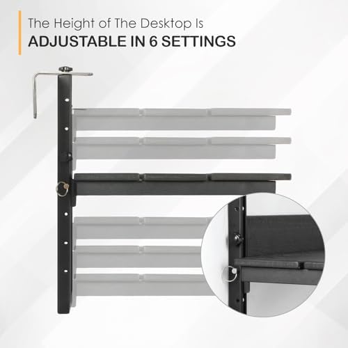 HDPE 39.3" Outdoor Folding Balcony Bar Table for Railings, Black
