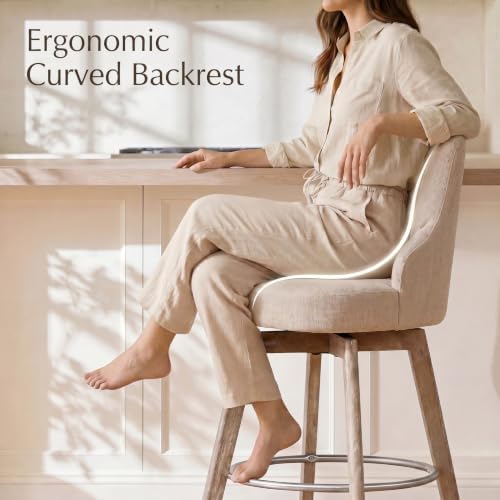 Swivel Counter Height Bar Stools,Barstools with Backs,Sand-Colored Bar Stools...