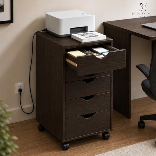 Naomi Home Under Desk Office File Cabinet with 5 Drawers, Rolling Storage Org...