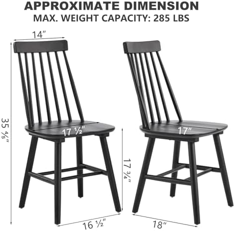 Black Wood Dining Chairs Set of 4, Windsor Farmhouse